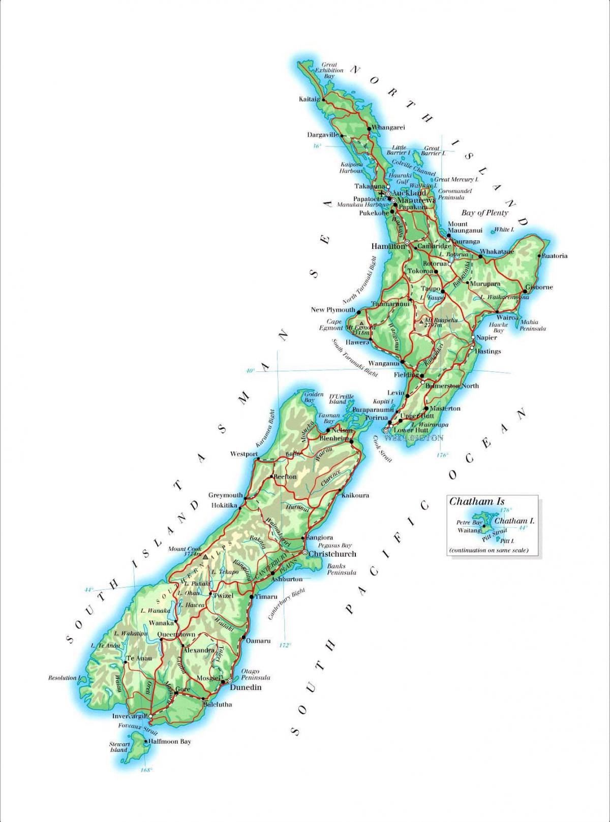 Grande mapa da Nova Zelândia