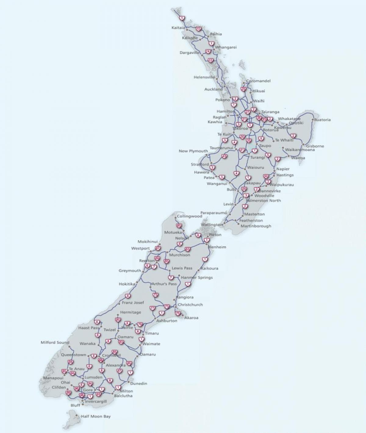 Mapa de Condução da Nova Zelândia