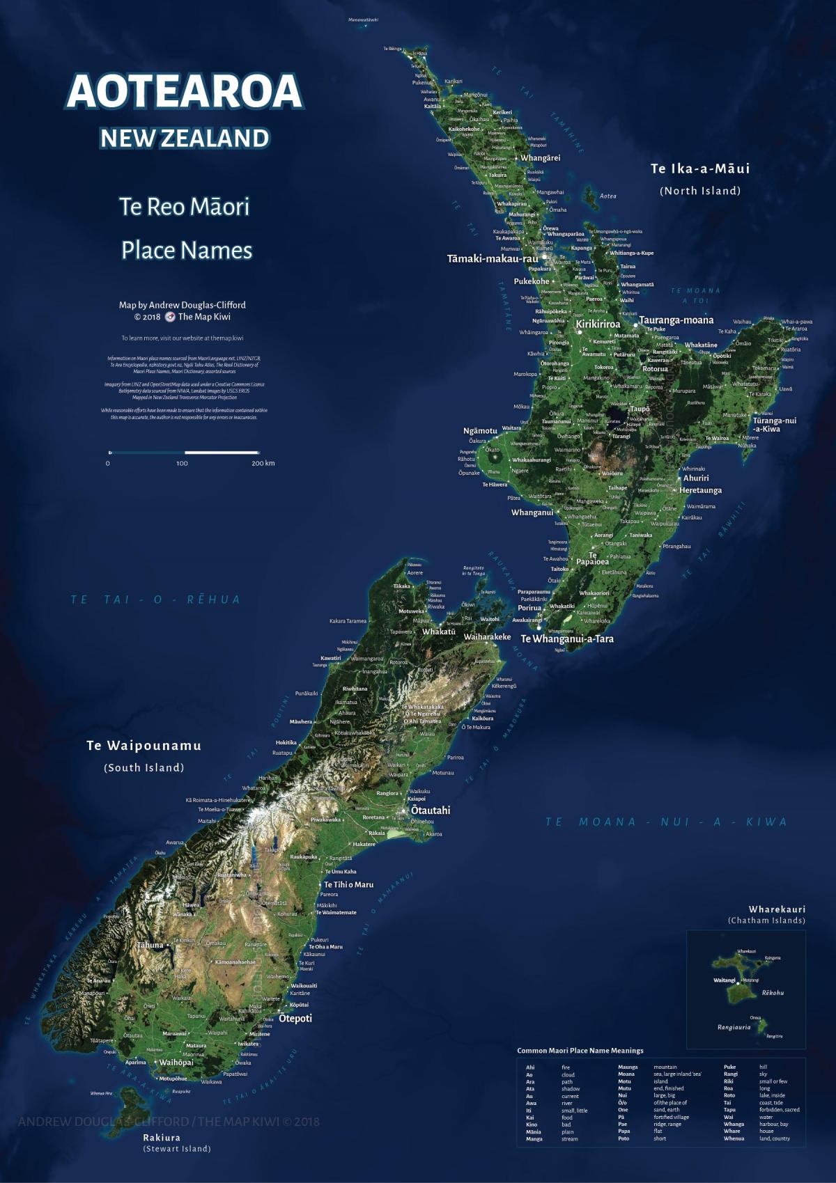 Mapa de vista do céu da Nova Zelândia